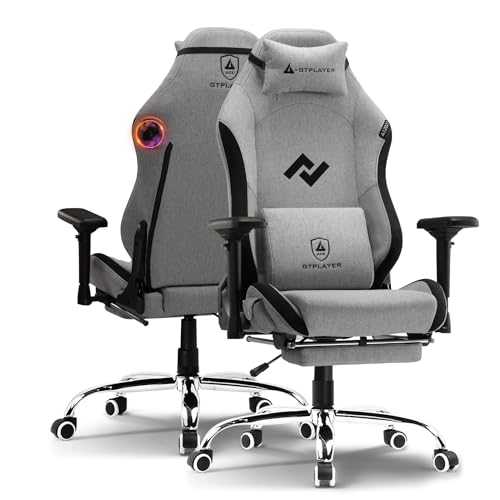 Image of GTPLAYER Titan Pro Inbuilt Bluetooth Speakers Gaming Chair, Immersive Audio Experience for Streaming & Gaming, Ergonomic Chair with Adjustable Neckrest, Lumbar Pillow & Footrest (Grey)