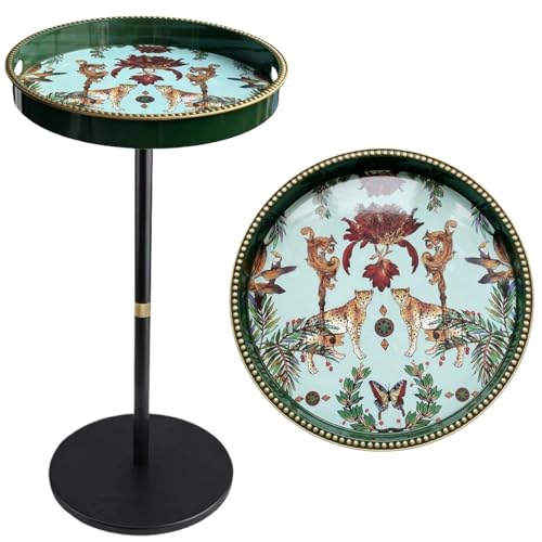 Simmer Stone Table d'appoint ronde bohème avec plateau supérieur, table de chevet pour petits...