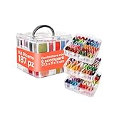 Avilia – Kit Ricamo con 150 Fili Colorati, Contenitore a 3 Livelli con 6 Scomparti, Accessori Inclusi per Punto Croce e Braccialetti, Ideale per Principianti e Ricamo Creativo