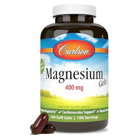 Carlson - Magnesium Gels, 400 mg of Magnesium per Softgel, Heart & Muscle Support, Magnesium Gel Caps, Bowel Function, Magnesium Supplement, 250 Softgels Cover