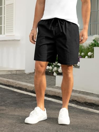Image of Vogaan Men's Cotton Linen Shorts | Comfortable Breathable Casual Summer Shorts for Men