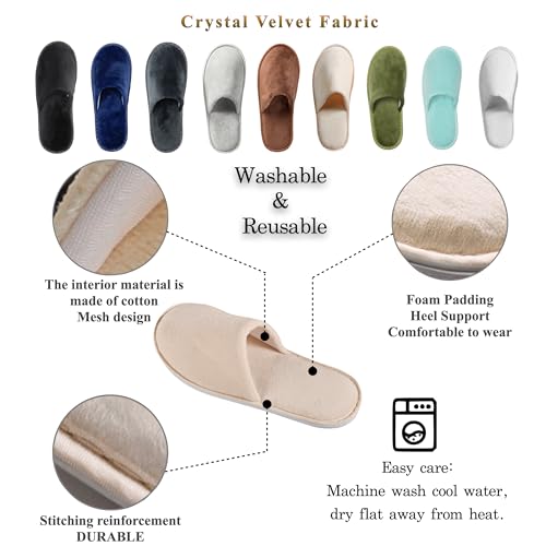 OSTADARRA 6-10 Pairs Spa Slippers, Non Slip Disposable Slippers For Guest, Washable Reusable, Which Can Be Used As Women Men, House, Indoor, Bathroom, Bedroom, Hotel, Bride Slippers - Image 4