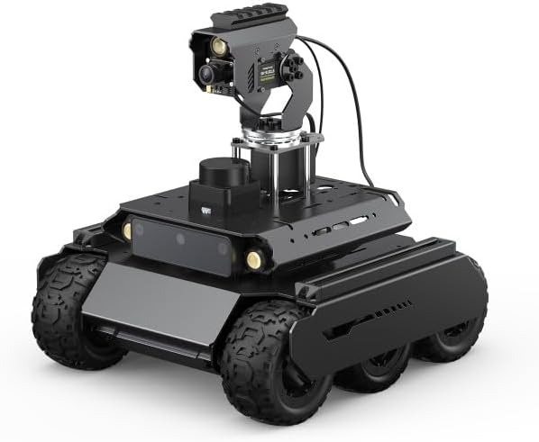 UGV Rover ROS 2 Open-Source 6 Wheels 4WD AI Robot, Dual Controllers, Computer Vision, Comes with Interactive Tutorials, All-Metal Body, Suitable for Raspberry Pi 5 (RPi 5 NOT Included)