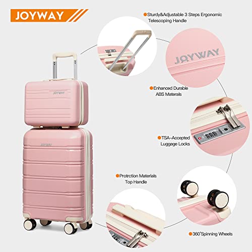 Joyway Luggage Carry-On Suitcases 20" Lightweight Polypropylene Carrying Case With Tsa Lock,Rigid Luggage With Swivel Wheels,14" Cosmetic Bag & 7" Small Bag #TOP1