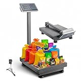 Daimann - Bilancia Professionale Elettronica Richiudibile 300kg con Triplo Display LCD Retroilluminato, Piattaforma Antiscivolo, Funzione TARA e Batteria Ricaricabile per Pesatura Rapida