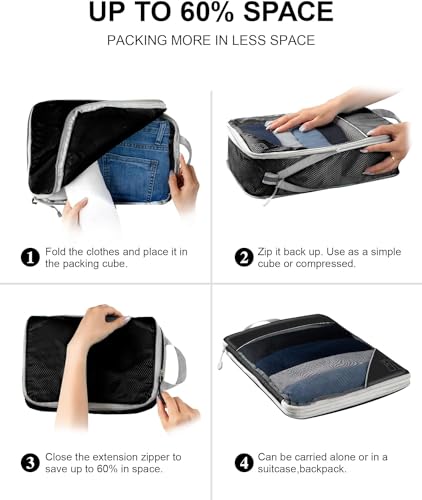 1 conjunto de cubos de embalagem de compressão para viagem expansível organizadores de embalagem,Org