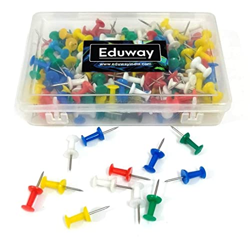 Image of Eduway 50 - Piece Decorative Multicolor Push Pins, Board Pins,Thumb Pins, Tracks & Pins Gem Pins for Notice, Bulletin, & Display Boards etc. | Ideal for Office, Home, School & Kids