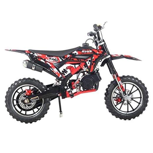 X-PRO 50cc Gas Dirt Bike Pit Bikes Dirt Pitbike with Gloves, Goggle and Face Mask (Black/Red)