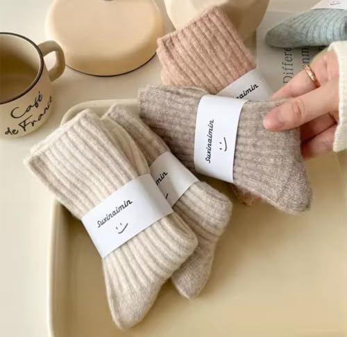 Image of Women solid ribbed thermal wool socks - 1 pair Casual, Comfortable, Soft Wool Socks.