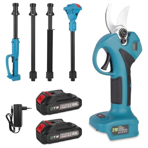 cjc 21V Pole Pruning Shear, Battery Powered Electric Pruning, High Branch Pole Handle for Tree Pruning,2-IN-1 Cordless Pole Pruner with Rechargeable Battery, LCD Display(Battery and Charger Included) Cover