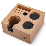 KNODOS Espresso Tamperstation 58mm Buchenholz für E61, Gaggia, Rocket, Lelit, Profitec, ECM – 7-Fach Kaffeestation mit Siebträgerhalter & Tamperablage