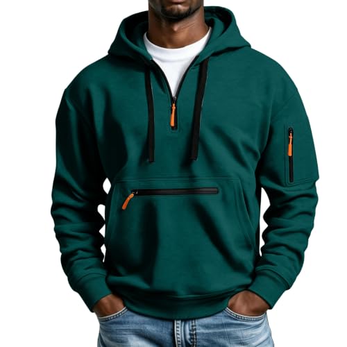 Mens Quarter Zip Pullover Long Sleeve Zipper Hoodies Hooded Sweatshirt - image 1