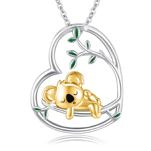 PARYFO Collier koala en argent sterling 925 avec pendentif koala en forme de cœur, 20*17mm/0.78*0.66inch, Argent sterling