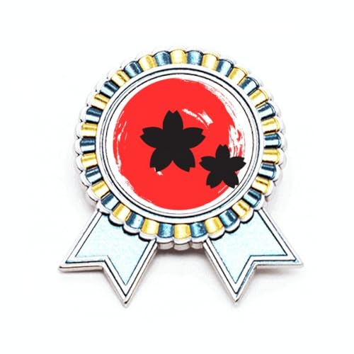 Broche de peinture au pinceau japonais, médaille métal M pour personnaliser un vêtement