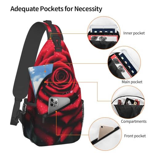 Bolso cruzado tipo sling unisex negro con diseño floral miniatura 3