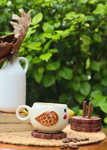 Image of Weaving Home Birdie Ceramic Coffee Mug with Handle - Microwave and Dishwasher Safe