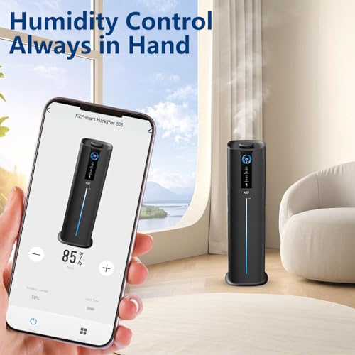 KZF 9L Smart Humidifiers for Bedroom Large Room, 2.3Gal Cool Mist Top Fill Diffuser App & Remote Control, 3 Mist Modes, Quiet Humidifier for Home Office Plant (Black, Remote Control) by KZF - Image 3