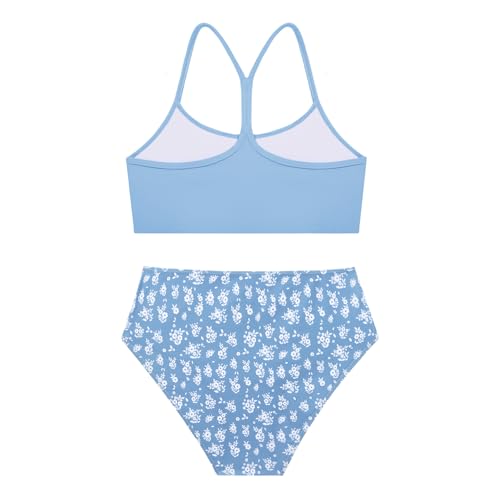 Image of Weixinbuy Girls Swimsuits Bikini Set Kids Bathing Suit Bikini Top Bottom 2Pcs Teen Girls' Swimwear Set
