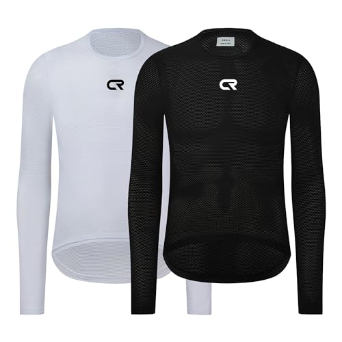 Coconut Ropamo CR 2 Pack Men's Cycling Base Layer Vests Long Sleeves Quick Dry Bike Tank Top Breathable Bike Riding Undershirt (Black&White, Large)