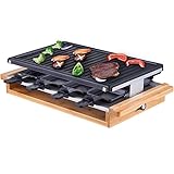 Syntrox Germany 1200 W Raclette Rüti mit Grillplatte für 8 Personen, Holz Design