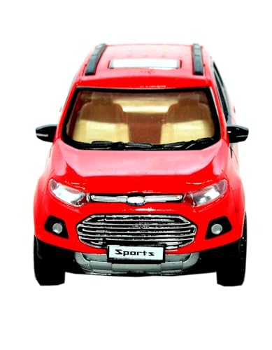 Image of Sheel Pull Back Sports Car Toy for Kids - Red SUV Model Car with Free Rolling Wheels, Sturdy Plastic, Scale Model, Birthday Gift for Boys & Girls