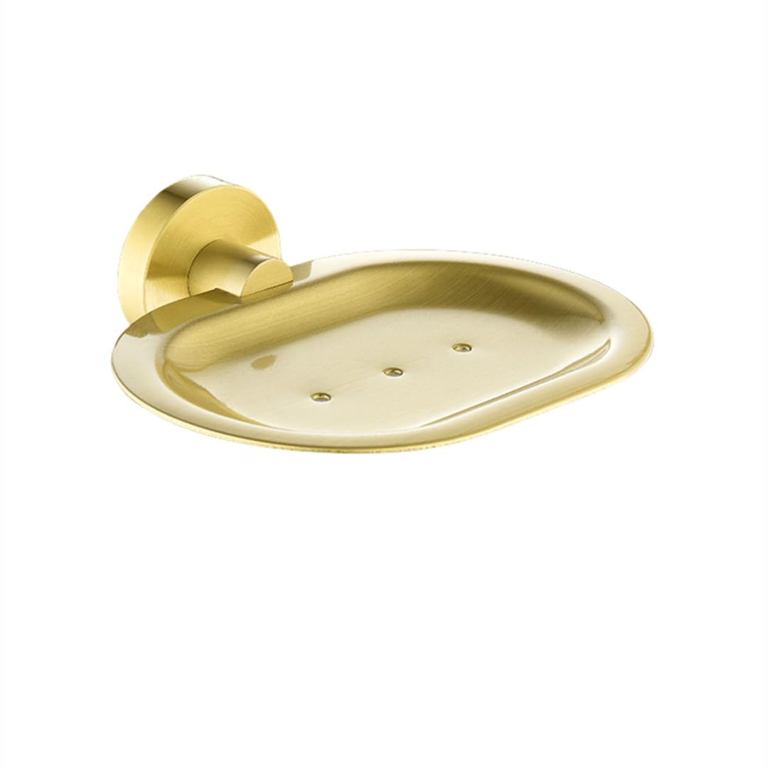 Accessoires de salle de bain or brossé avec étagère murale et brosse