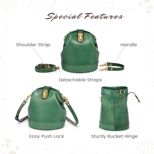 Image of OLD TREND Doctor Bucket Crossbody Handbag | Luxurious and Versatile Bag for Women | Genuine Cowhide Leather