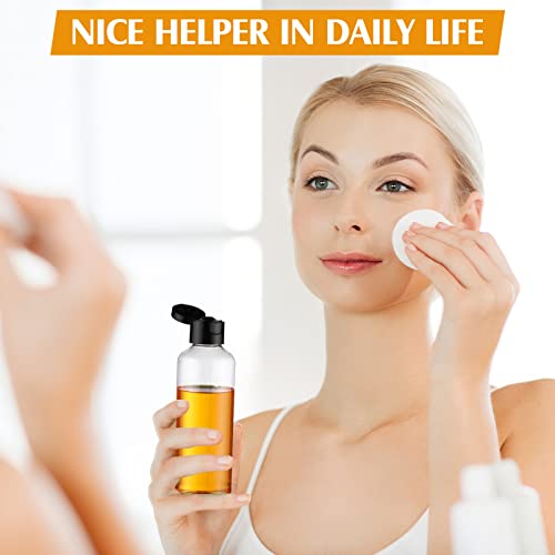 50 Piece 3.4 oz Travel Bottles with Flip Cap Plastic Empty Bottles Refillable Flip Cover Dispensing Squeeze containers with 2 Funnels Portable Refillable Containers for Travel Liquid(Clear, Black)4