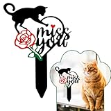 Oooct Cat Memorial Stake, Metal Grave Marker, Pets Headstone Sign, Remembrance Gift for Cat Lovers, Black