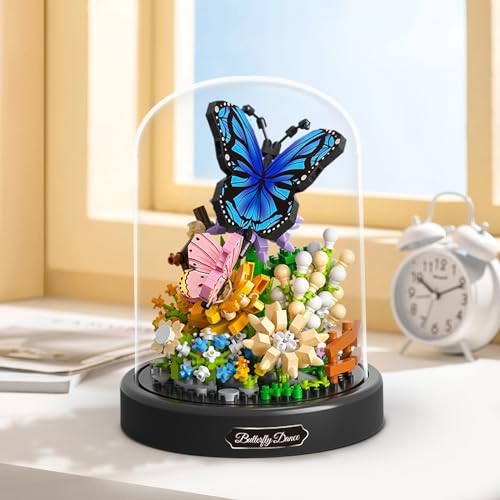 Image of QLT QIAOLETONG Flower Bouquet Building Kit for Adults, 530 PCS Animals Flowers Botanical Collection Mini Building Blocks Set, Valentine's Day for Her Mom Women Wife Girlfriend (Butterfly)