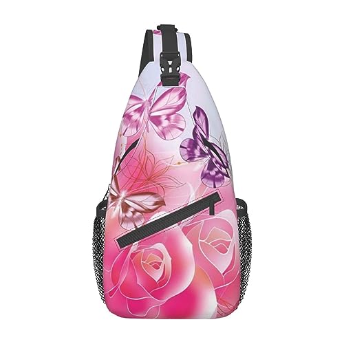 Sac à dos bandoulière roses et papillons noir idéal pour vos balades urbaines et sorties de week-end