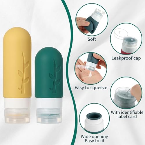 Image of DEPOZA Travel Bottles Kit (16 Pack) - TSA Approved, Leak Proof Silicone Squeezable Containers for Toiletries. Complete Set with Jars, Sprayers & Bag (Wine Red)