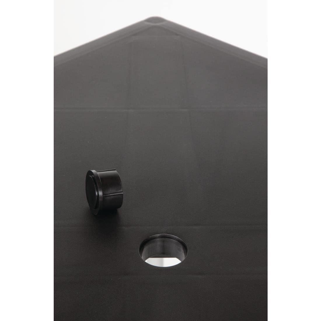 Bolero GJ970 Tisch mit Aluminium Beine, PP, quadratisch, 750 mm, schwarz, 720(H) x 750(W) x 750(D). Parasol hole: 36mm