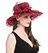 Haojing Women's Organza Church British Fascinator Bridal Tea Party Wedding Hat Summer Ruffles Cap（HJH-Burgundy Bowknot