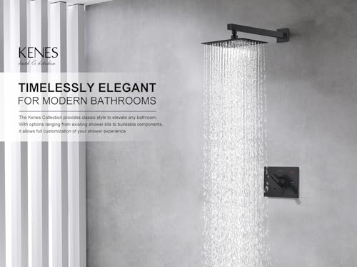 Image of KENES Matte Black Shower Faucet Set, Square Shower Head and Handle Set