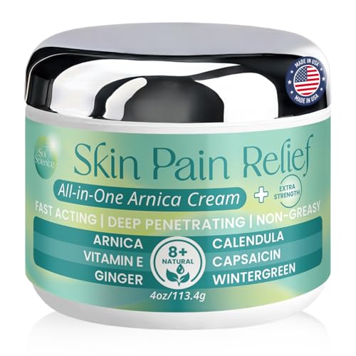 PURPLE CANYON All in One Arnica Cream – Extra Strength Pain Relief with Capsaicin & Wintergreen for Joints, Back, Muscles & Skin Pain – Fast-Absorbing, Deep Penetrating Formula - 4 Oz