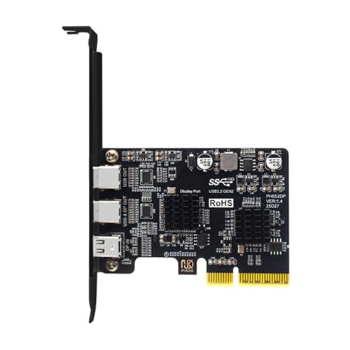 Tarjeta de salida de video USB C PCIe con DisplayPort 4K y doble puerto USB 3.2 de 10 Gbps