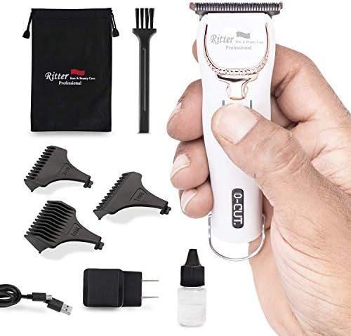 Ritter Hair & Beauty Care Professional Mini Hair Trimmer, balding Clippers, Travel Trimmer, 0mm 1.6" Blade, Powerful 7Watt 2-speeds, Li-ion, Work Corded & Cordless, 4 Hours Run Time (White)