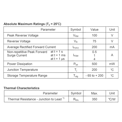 Allecin 1N4148 In4148 Diode 200Ma 100V 4148 Schottky Switching Diodes 200Ma 100V Dioden Do-35 Package thumb #2