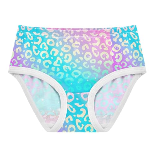 Wusikd Rainbow Shiny Leopard Girls' Underwear Cotton Cheetah Girls Briefs Soft Toddler Underwear 5T