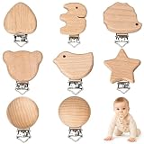 8STK Schnullerclip Holz Tiere Schnullerketten Clips Schnullerkette Zubehör