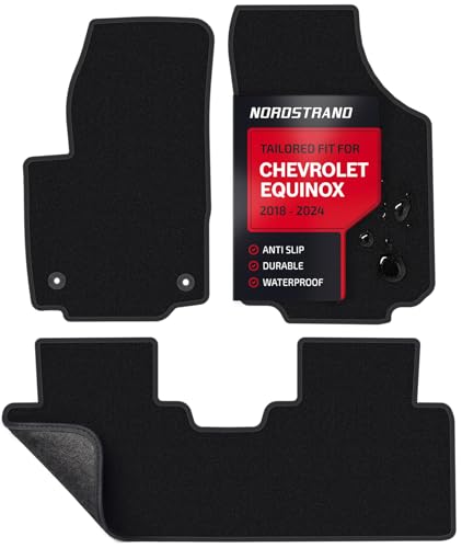 Floor Mats for Chevrolet Equinox - Custom Fit for 2018-2024 Model Years Chevy Equinox - Front & 2nd Row - Anti-Slip Backing - Heavy Duty Carpet Mat Liner