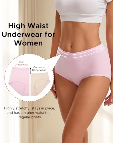 Image of INNERSY Women's Cotton Underwear High Waisted Briefs 4-Pack