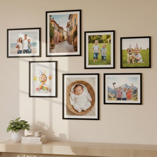 Image of HOTHOUSE Photo Frame For Wall Decor | Wooden Frames For Wall Decoration | Aesthetic Collage Picture Frames | Rectangular Photo Frame For Home Decor Office | Set of 7