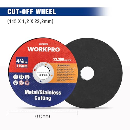 WORKPRO 20-Pack Cut-Off Wheels, 4-1/2 x 7/8-inch Metal&Stainless Steel Cutting Wheel, Thin Metal Cutting Disc for Angle Grinder