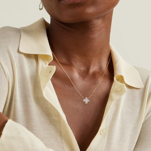 Gold Necklace for Women 14K Gold Plated Simple Chain Cubic Zirconia Pendant Necklace Cute Rhinestone Solitaire Necklace Dainty Gold Jewelry for Women2