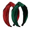 Huachi Christmas Headbands for Women Girls Top Knot Headband Red & Green Velvet Knotted Head Bands for Women’s Hair Accessories Fashion Holiday Hairbands Turban Christmas Gifts