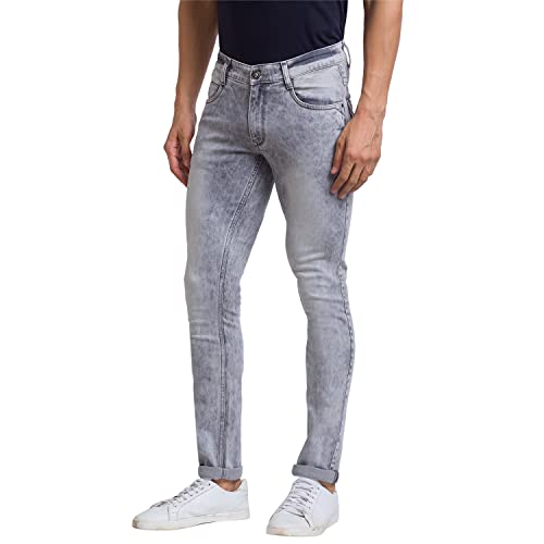 Image of Parx Men's Cotton Blend Jacquard Pattern Slim Tapered Fit Flat Front Jeans