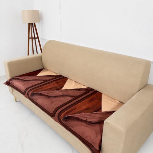 Image of Homerz Premium 'Luxe Series' Holland Velvet Sofa Cover | Smooth Finish | Anti-Skid Fleece Backing | Soft Touch Couch Protector for Living Room (Urban Dune, 7 (3+2+2) Seater, Only Seat Cover)