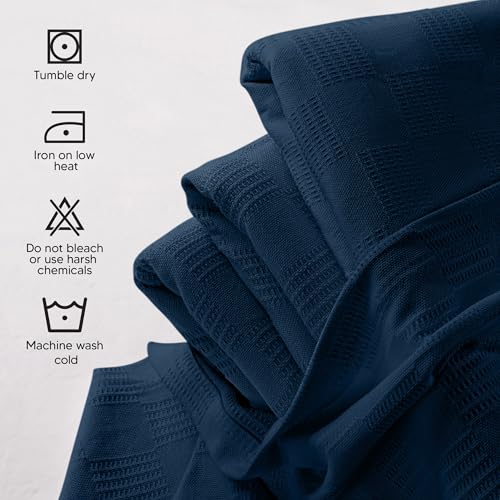 Image of Utopia Bedding 100% Cotton Thermal Blanket Navy Twin Size Soft, Lightweight, Breathable, Cozy Spring and Summer Blanket for Couch and Sofa, Home Room Decor Gifts for Women and Men (90x72 Inches)